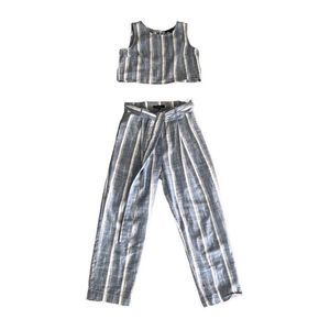 Chocolate Blue and White Striped Set